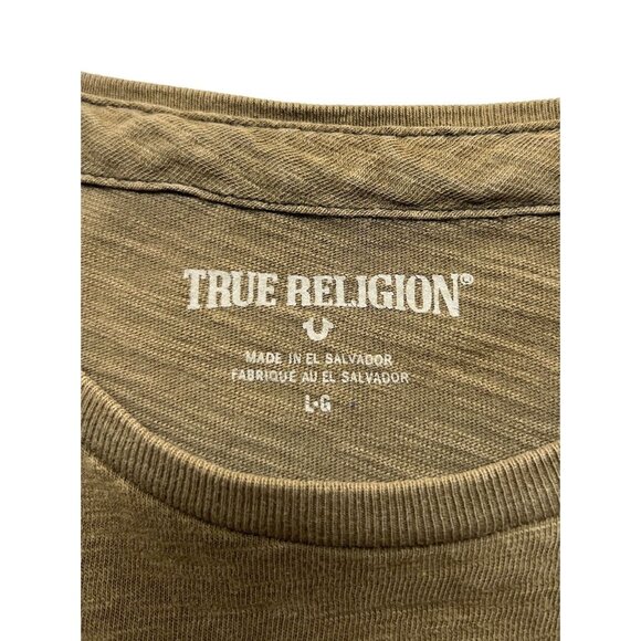 Vintage Y2K True Religion T Shirt Men L Green Graphic Logo Tee 2002 - Picture 5 of 7